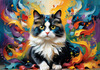 Expressive Art of a Joyful Persian Cat with Gleaming Eyes