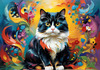 Expressive Art of a Joyful Persian Cat with Gleaming Eyes