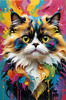 Expressive Art of a Joyful Persian Cat with Gleaming Eyes