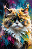 Expressive Art of a Joyful Persian Cat with Gleaming Eyes
