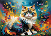 Expressive Art of a Joyful Persian Cat with Gleaming Eyes