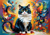 Expressive Art of a Joyful Persian Cat with Gleaming Eyes