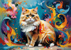 Expressive Art of a Joyful Persian Cat with Gleaming Eyes