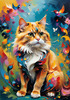 Expressive Art of a Joyful Persian Cat with Gleaming Eyes