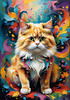 Expressive Art of a Joyful Persian Cat with Gleaming Eyes