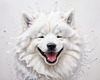 Abstract Sketch of Smiling Samoyed Face - Printable Art