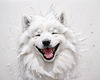 Abstract Sketch of Smiling Samoyed Face - Printable Art