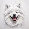 Abstract Sketch of Smiling Samoyed Face - Printable Art