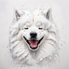 Abstract Sketch of Smiling Samoyed Face - Printable Art