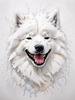 Abstract Sketch of Smiling Samoyed Face - Printable Art