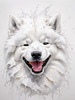 Abstract Sketch of Smiling Samoyed Face - Printable Art