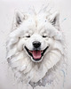 Abstract Sketch of Smiling Samoyed Face - Printable Art