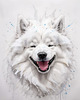 Abstract Sketch of Smiling Samoyed Face - Printable Art