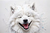 Abstract Sketch of Smiling Samoyed Face - Printable Art