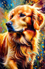 Expressive Golden Retriever Amidst Abstract Golden Blooms Pet Art