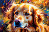 Expressive Golden Retriever Amidst Abstract Golden Blooms Pet Art