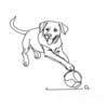Minimalist Line Art of Labrador Retriever Chasing Ball