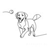 Minimalist Line Art of Labrador Retriever Chasing Ball