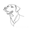 Minimalist Line Drawing of Labrador Retriever Retrieving Ball