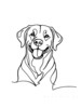 Minimalist Line Drawing of Labrador Retriever Retrieving Ball