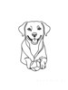 Minimalist Line Drawing of Labrador Retriever Retrieving Ball