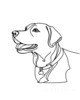 Minimalist Line Drawing of Labrador Retriever Retrieving Ball