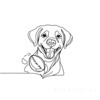 Minimalist Line Art of Labrador Retriever Retrieving Ball