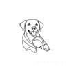 Minimalist Line Art of Labrador Retriever Retrieving Ball