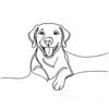 Minimalist Line Art of Labrador Retriever Retrieving Ball