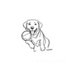 Minimalist Line Art of Labrador Retriever Retrieving Ball