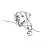 Minimalist Line Art of Labrador Retriever Retrieving Ball