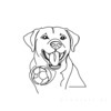 Minimalist Drawing of Labrador Retriever Retrieving a Ball