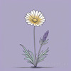 Minimalist Line Art of Lavender Sprig in Upward Bloom