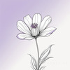 Minimalist Line Art of Lavender Sprig in Upward Bloom