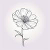 Minimalist Line Art of Lavender Sprig in Upward Bloom