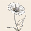 Minimalist Line Art of Lavender Sprig in Upward Bloom