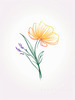 Minimalist Line Art of Lavender Sprig in Upward Bloom