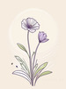 Minimalist Line Art of Lavender Sprig in Upward Bloom