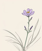 Minimalist Line Art of Lavender Sprig in Upward Bloom