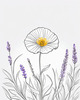 Minimalist Line Art of Lavender Sprig in Upward Bloom