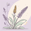 Minimalist Line Art of Lavender Sprig in Upward Bloom