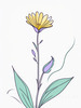 Minimalist Line Art of Lavender Sprig in Upward Bloom