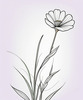 Minimalist Line Art of Lavender Sprig in Upward Bloom