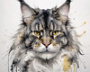 Abstract Sketchy Maine Coon Cat Art Print with Tufted Ears