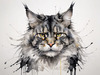Abstract Sketchy Maine Coon Cat Art Print with Tufted Ears