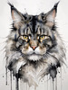 Abstract Sketchy Maine Coon Cat Art Print with Tufted Ears