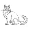 Minimalist Line Art of Playful Maine Coon Cat
