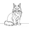 Minimalist Line Art of Playful Maine Coon Cat