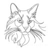 Minimalist Line Art of Playful Maine Coon Cat