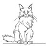 Minimalist Line Art of Playful Maine Coon Cat